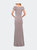 Ruched Jersey Long Gown with V-Neckline