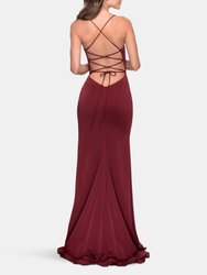 Ruffle Prom Dress With Scoop Neck and Lace Up Back