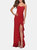 Ruffle Prom Dress With Scoop Neck and Lace Up Back - Red