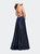 Satin A-line Gown with Deep V Sweetheart Neckline