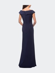 Satin Floor Length Gown With Ruched Detailing