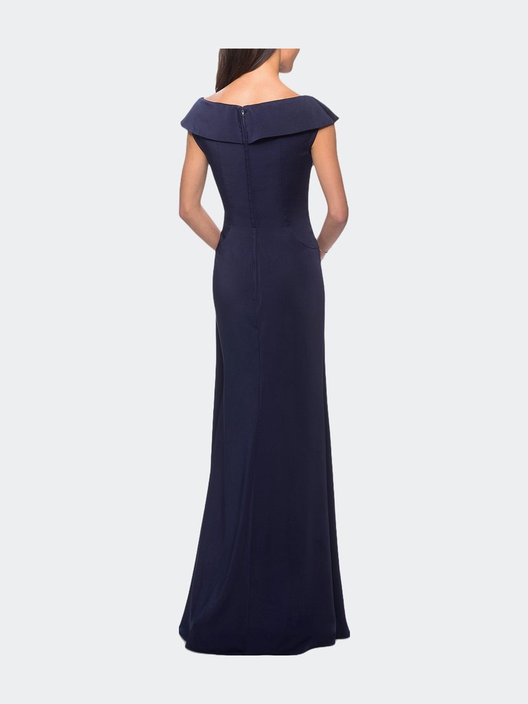 Satin Floor Length Gown With Ruched Detailing