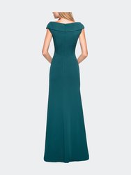 Satin Floor Length Gown With Ruched Detailing