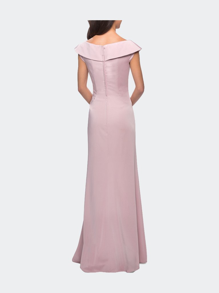 Satin Floor Length Gown With Ruched Detailing