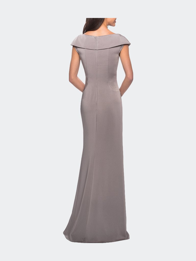 Satin Floor Length Gown With Ruched Detailing