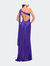 Satin Gown with Slit and One Shoulder Detail