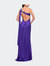 Satin Gown with Slit and One Shoulder Detail