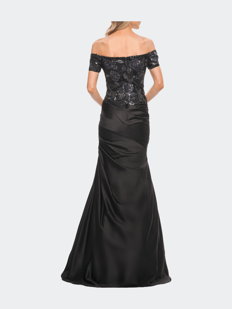 Satin Mermaid Gown with Sequin Beaded Top