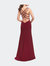 Satin Prom Dress with Open Back and Beaded Straps