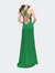 Satin Prom Gown with Beaded Straps and Open Back