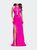 Satin Prom Gown With High Neck And Side Cut Outs