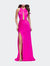 Satin Prom Gown With High Neck And Side Cut Outs