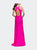 Satin Prom Gown With High Neck And Side Cut Outs