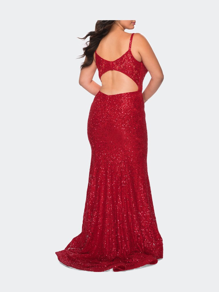 Sequin Curvy Dress with Cut Out Open Back