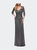 Sequin Evening Gown with Knot Detail on Front