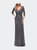 Sequin Evening Gown with Knot Detail on Front