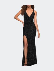 Sequin Long Dress In Chic Design With Low Back