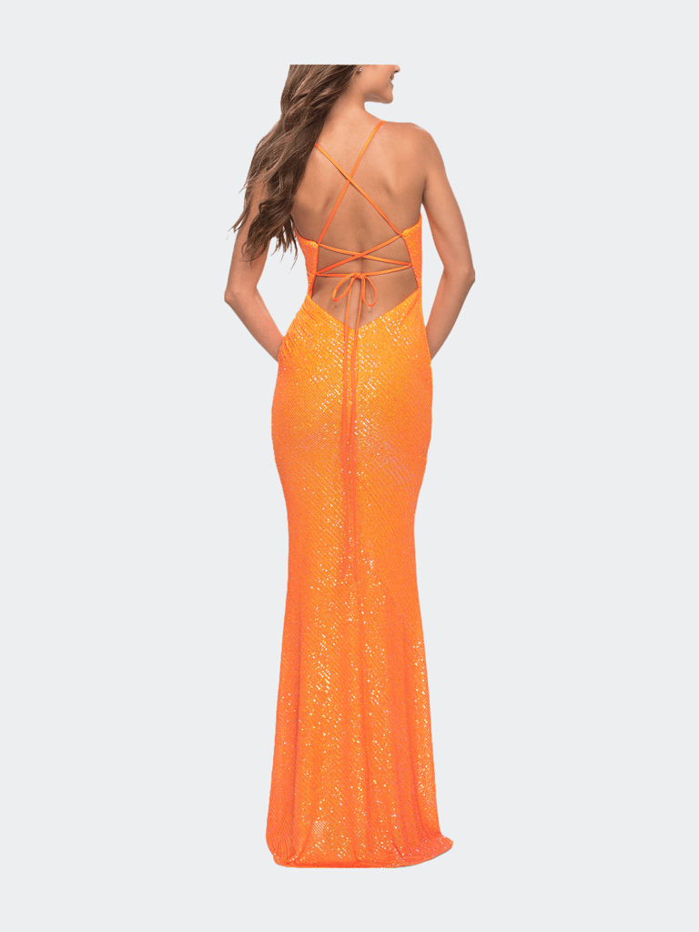 Sequin Long Prom Dress In Vibrant Bright Colors