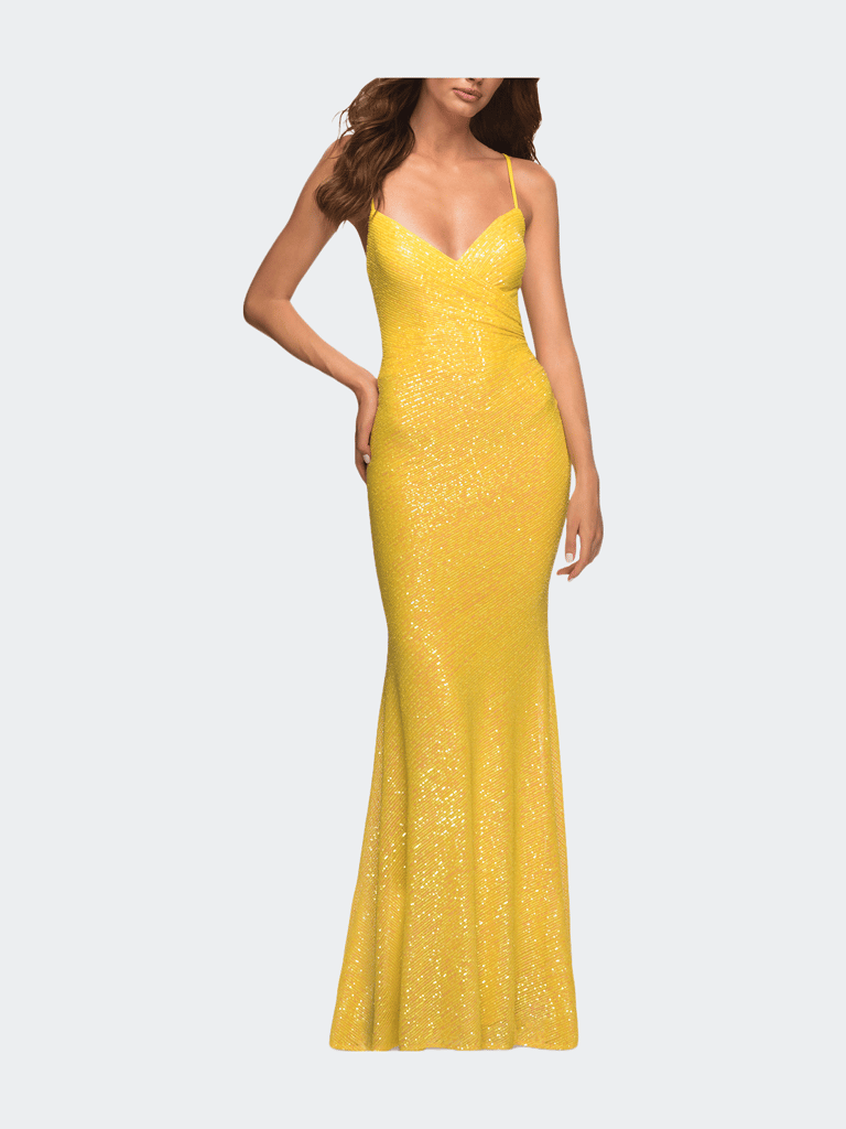 Sequin Long Prom Dress In Vibrant Bright Colors