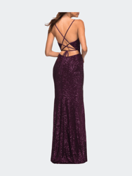 Sequin Long Prom Dress with Wrap Style Front