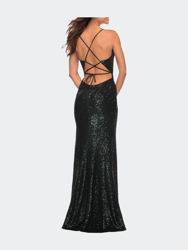 Sequin Long Prom Dress with Wrap Style Front