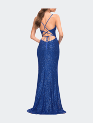 Sequin Long Prom Dress with Wrap Style Front