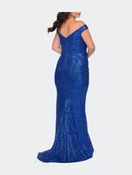 Sequin Off The Shoulder Plus Size Dress