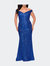 Sequin Off The Shoulder Plus Size Dress - Royal Blue