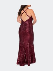 Sequin Plus Size Dress with Criss Cross Back