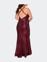 Sequin Plus Size Dress with Criss Cross Back
