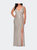 Sequin Plus Size Gown with Ruching and V-neck