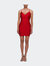 Short Jersey Dress with Lace Up Open Back - Red