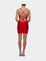 Short Jersey Dress with Lace Up Open Back