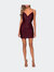 Short Jersey Homecoming Dress with Ruching - Dark Berry