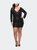 Short Sequin Plus Dress with Long Sleeves - Black