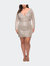 Short Sequin Plus Dress with Long Sleeves - Silver