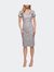 Short Sleeve Below the Knee Dress with High Neckline - Silver