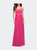 Silk Long Gown with Corset Top and Chiffon Skirt - Fuchsia