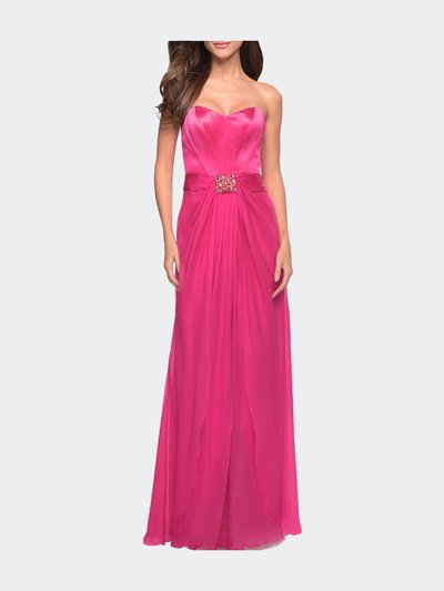 La Femme Silk Long Gown with Corset Top and Chiffon Skirt product