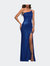 Simple One Shoulder Long Sequin Evening Gown - Royal Blue