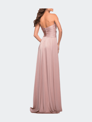 Simple Strapless Jersey Dress With High Slit