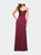 Simple Strapless Jersey Dress With High Slit - Dark Berry