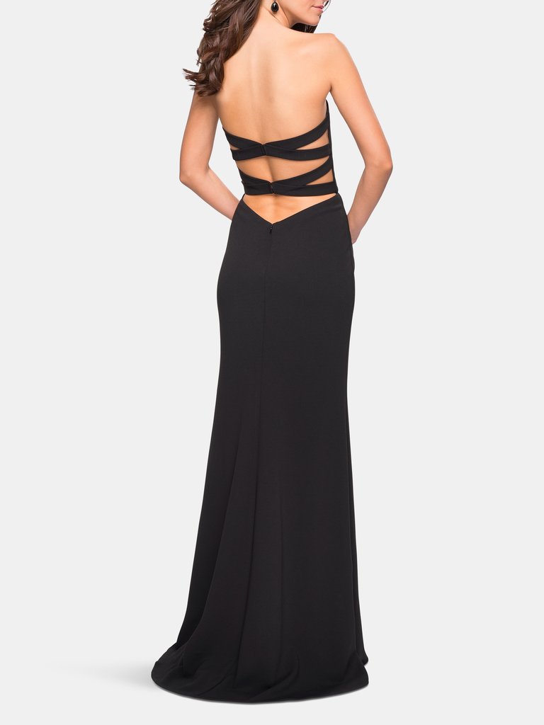 Simple Strapless Prom Dress with Double Strap Back