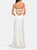 Simple Strapless Prom Dress with Double Strap Back - White