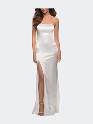 Simply Chic Strapless Stretch Satin Long Gown