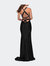 Sleek Prom Dress with Deep V-Neckline and Tie Back