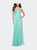 Strapless Chiffon Prom Gown With Criss Cross Back - Light Mint