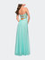 Strapless Chiffon Prom Gown With Criss Cross Back