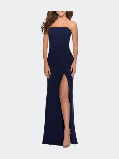 La Femme Strapless Double Strap Long Jersey Prom Dress product