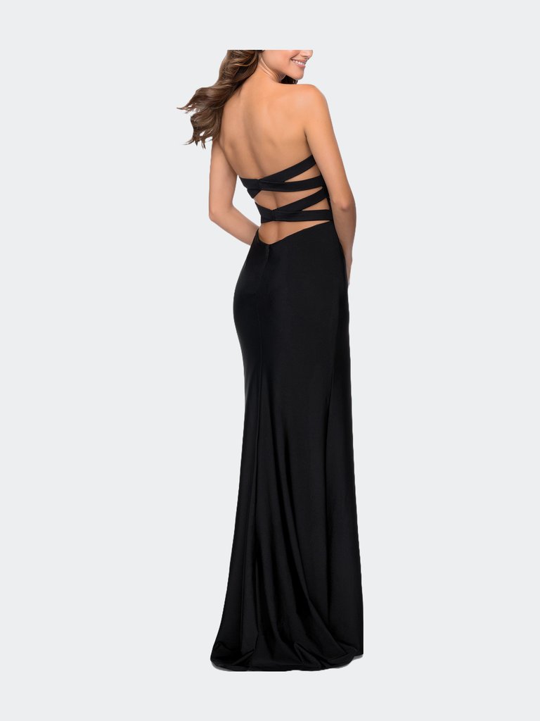 Strapless Gown With Double Criss Cross Open Back